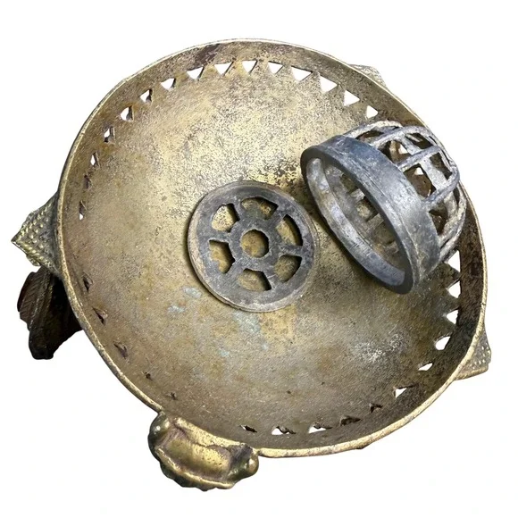 Antique Indian Dhokra Art Nandi Bull Ritual Cart, Chariot Incense Burner, Altar - Picture 4 of 7